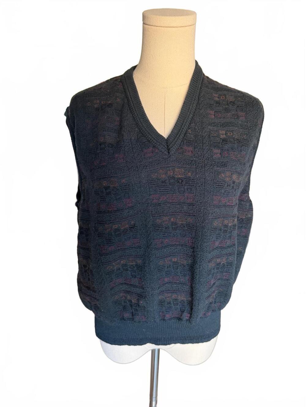 Segreto Vintage green and purple  Knitted Sweater Vest Made in Italy